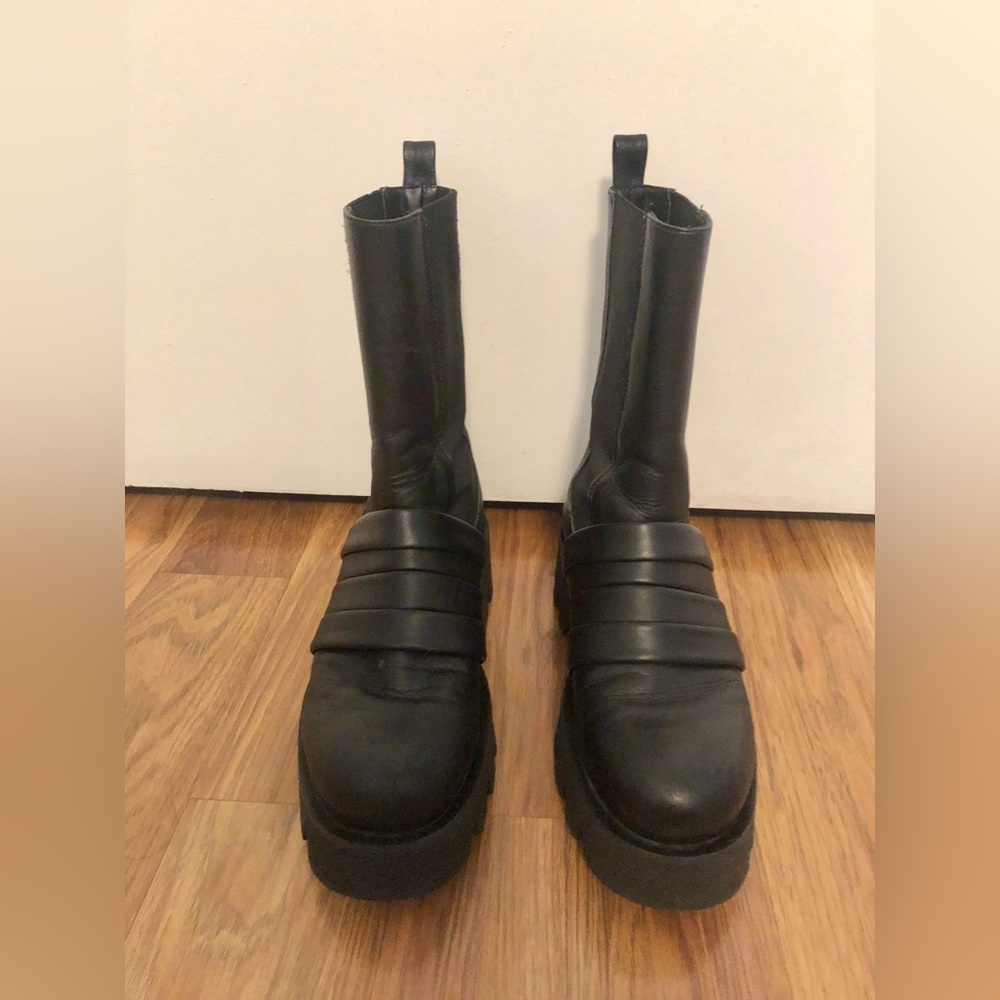 Paloma Barcelo Black Leather Chunky Chelsea Boots size 39 or 8.5 Spain Moto - Picture 4 of 13